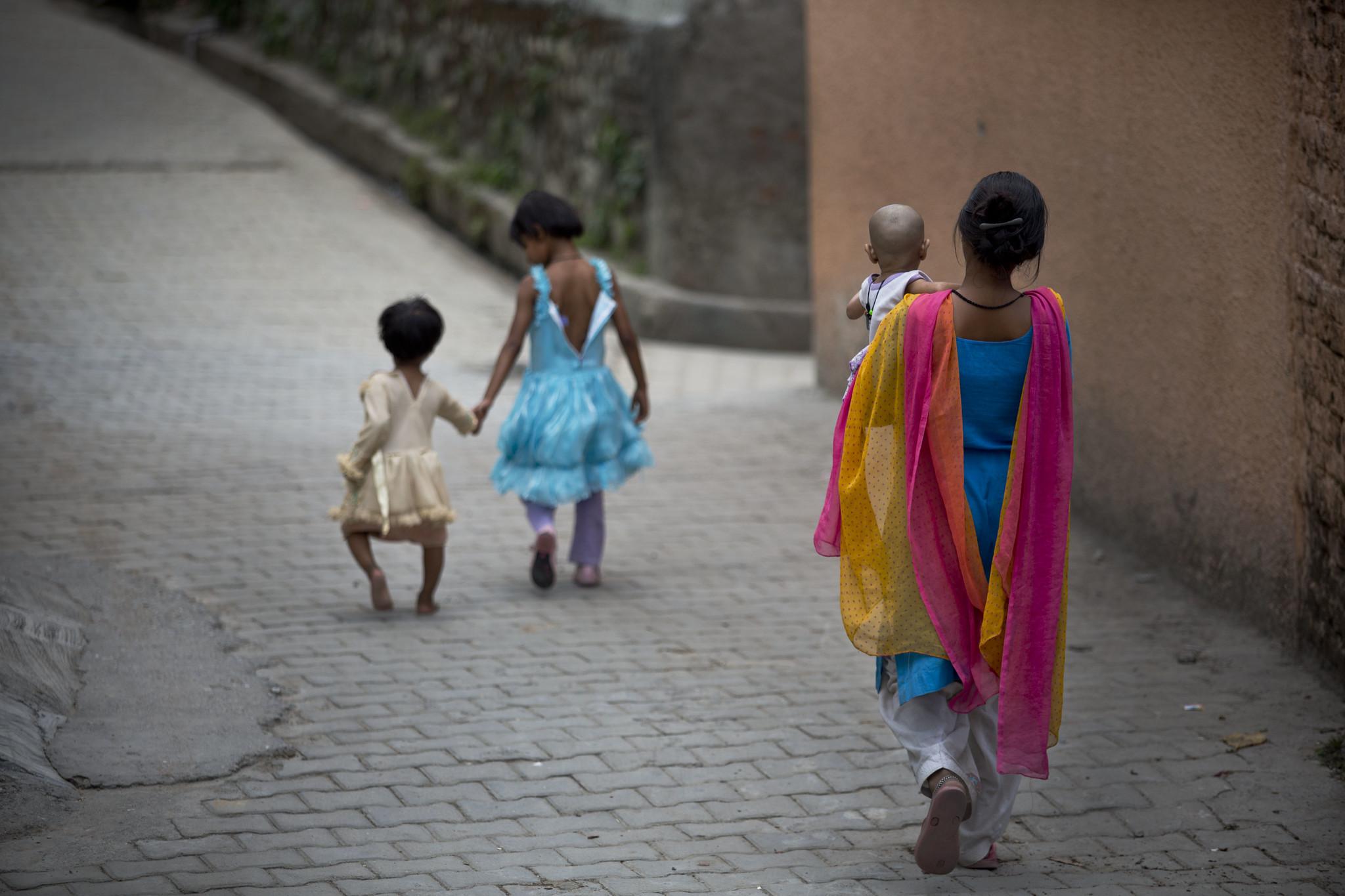 children walking away