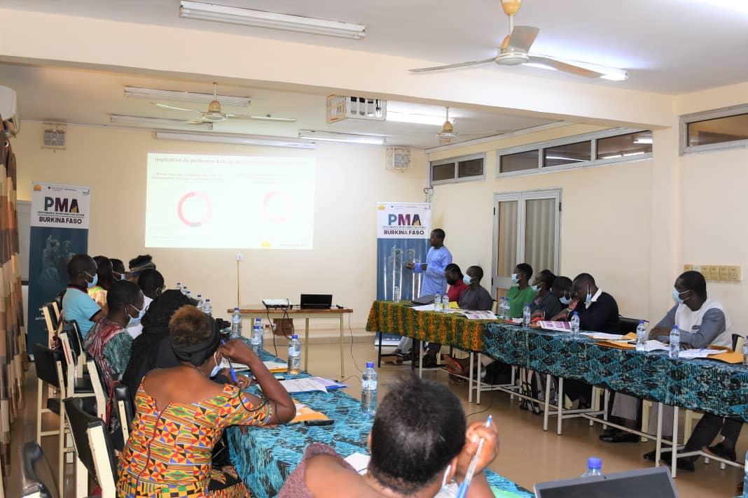 Dr ONADJA, presenting PMA-Burkina Faso results to the journalists